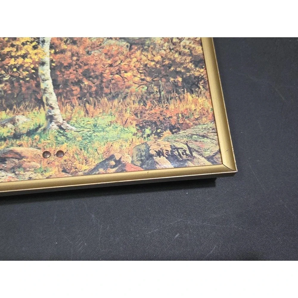 Vtg Westal complete 5-Piece TV Tray Set Mid‎ Century Farm Barn Nature Folding